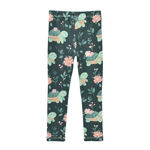 Cute Turtles Girls' Leggings Toddler Doodles Flowers Kids Yoga Pants Dance Active Tights 4T2
