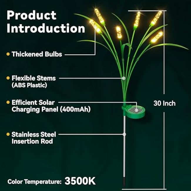 Solar Garden Lights 2 Pack, 16LED Swaying Solar Lights for Mother's Day, 30 Inches Waterproof Yard Light for Pathway Yard Outdoor Garden Decor, Gardening Gifts, Warm White