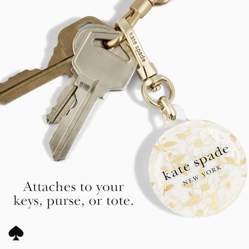 Image of kate spade new york AirTag Holder with Gold Ring Clip - Sunshine Floral