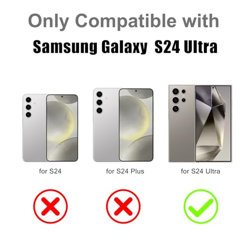 Image of Magnetic for Samsung Galaxy S24 Ultra Case with 360 Stand [Compatible with Magsafe] [Fluorescent Design] [1 Screen Protector] Slim Translucent Matte Case for Galaxy S24 Ultra 6.8 inch, Black