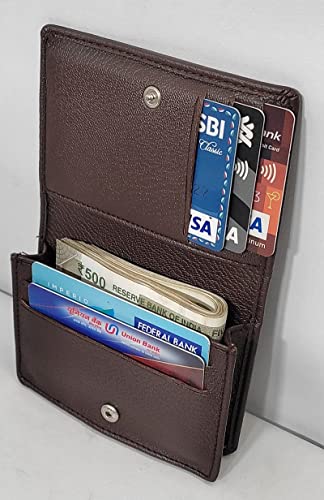 Image of Men Synthetic Button Brown ATM Card Holder