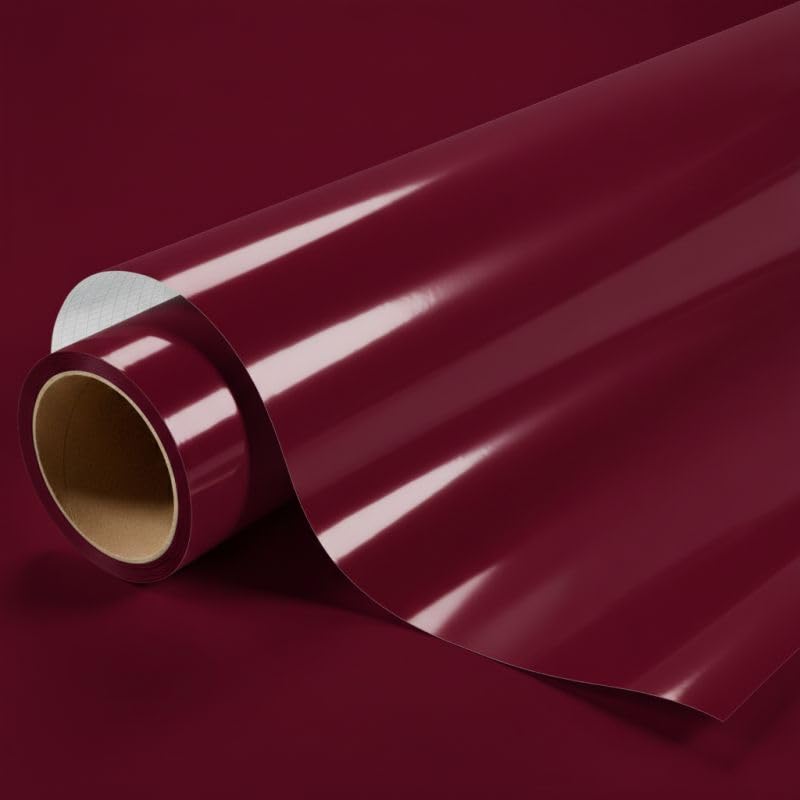 DIMEXACT - Vinyle Covering Bordeaux Brillant pour Surface Plane avec Colle Airflow - 122 cm x 1 m - en Rouleau