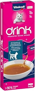 Vitakraft Drink, snack liquido gatto, snack gatto per un apporto equilibrato di liquidi, con pollo, in bustine singole, senza zuccheri aggiunti (1 confezione con 5x 30g)