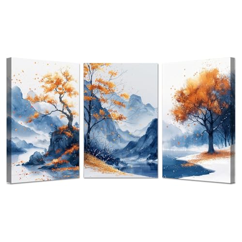 Tableaux décoratifs forêt orange pour créer une ambiance cocooning dans votre chambre