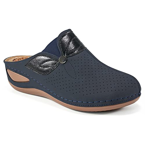 Ecetana Clogs For Women Comfortable Slip On Leather Mule Womens Casual Wedge Sandals Shoes #TOP5