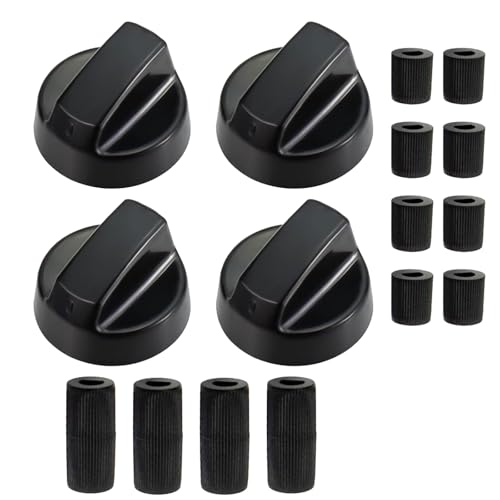Boutons de commutateur de commande noir universel en Noir pour Fours, Cuisinières et Plaques de Cuisson - Compatibles avec Toutes Marques, Incluant 3...