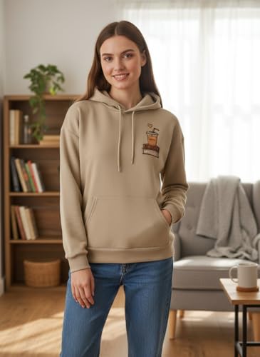 Image of inchGLASGO Trendy Girl's & Women's Printed Hoodie - Aesthetic Winter wear for Women |Oversized Casual Streetwear | Coffee Lovers Sweatshirt inch