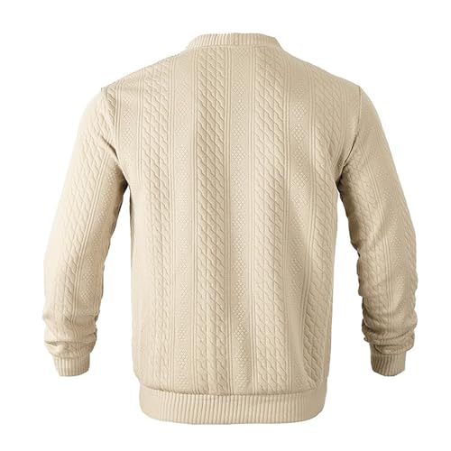 DGHM-JLMY Men's V Neck Casual Button Down Sweaters Cable Knit Jacquard Cardigan Jacket Fall Winter Outwear with Pockets4