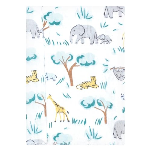 Image of Hudson Baby Unisex Baby Cotton Poly Flannel Burp Cloths, Safari Friends 7 Pack, One Size