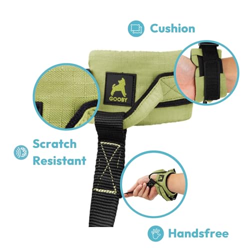 Image of Gooby Ripstop Z Wrist Band Surfer Leash - Green, 6 FT - Comfortable Hands Free Leash with Elastic Band for Small, Medium and Large Dogs