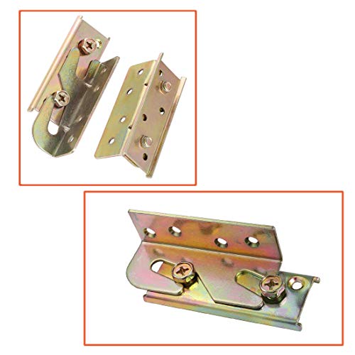 SpzcdZa 4 Sets Bed Rail Brackets Heavy Duty No-Mortise Bed Rail Fittings Wooden Bed Frame Connectors with Screws for Headboards Footboards Hold