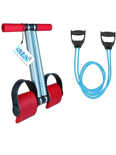 ALN® Double Spring Tummy Trimmer with Toning Tube, Rubber Band, Resistance Tube for Workout, Resistance Band, Comfortable and Flexible Resistance Use for Gym,Yoga, and Other Fitness Activity