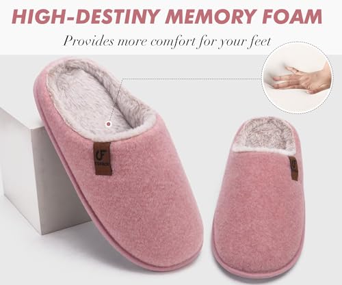 Image of COFACE Mens Cozy Memory Foam Scuff Slippers Casual Slip On Warm House Shoes Indoor /Outdoor Sandal Slippers With Arch Support Rubber Sole Size 7-15