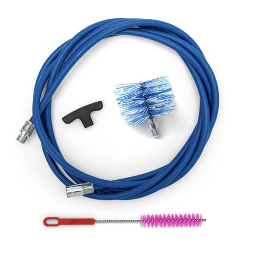 BARETTO | kit limpieza conductos humo Ø 80 mm | extensión azul 3 m, cepillo nylon, conector M12 | cepillo para chimenea y tubos humo