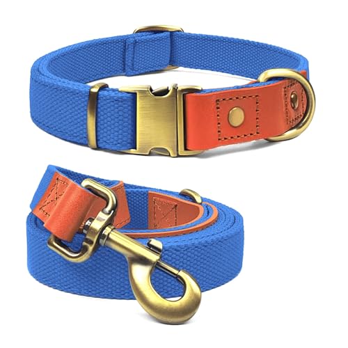 Qianruida Nylon Dog Collar and Leash Set Durable, Adjustable with a Solid Fastening, Comfortable and Durable