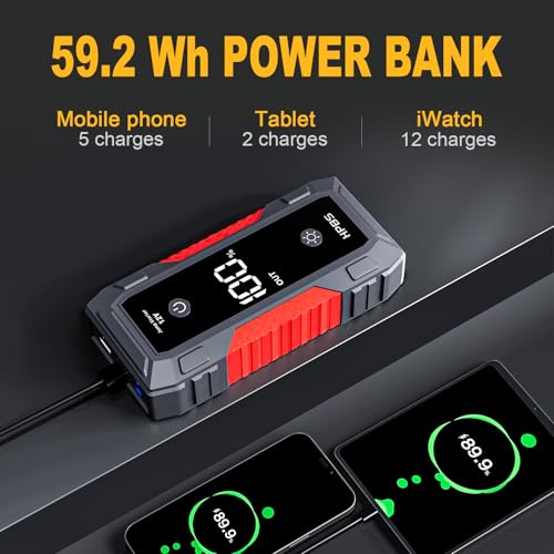 H50 Jump Starter - 5000A Jump Starter Battery Pack for Up to 10.0L Gas and 8.0L Diesel Engines, 12V Portable Car Battery Jump Starter Box with 3.0" LCD Display - Image 4