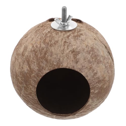 BUGUUYO Coconut Shell Bird Nest for Pet Birds Handmade Natural Breeding Nest for Canaries Parrots Decorative Craft Pendant for Garden