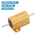 PATIKIL 25W 50 Ohm Aluminum Shell Resistor, 2 Pack Aluminum Housing Resistor Housed Case Wirewound Resistors Screw Tap Power Resistor 5% Tolerance, Golden