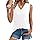 Cuptacc Tops für Damen Ärmellos Oberteile Sommer Tanktops V-Ausschnitt Sommertop Damen Leicht und Luftig Weiß, XL 46-48