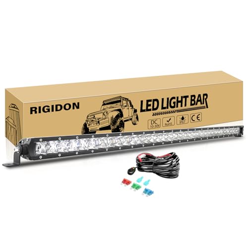 RIGIDON 38 Inch 180W Light Bar with Wire Harness, Single Row Spot 18000LM LED Light Bar Waterproof Driving Boat Road LED Work Light for ATV UTV Truck