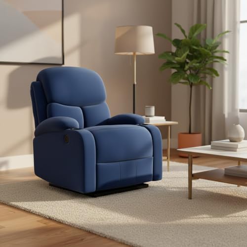 Image of The Couch Cell | One Seater Electric Recliner Chair | Suede Velvet Upholstered Motorized Recliner | Single Seater Comfortable Recliner for Living Room Bedroom Home Seating