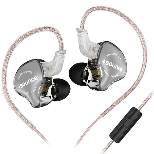 Image of Sounce EDC Pro HiFi IEM Wired Earphone Dynamic Driver In-Ear Monitor with Silver-Plated OFC Cable 0.75mm Detachable 2Pin Design Studio Grade Sound for Musicians Audiophiles Enhance Performance (Black)