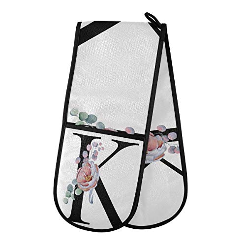 funnyy Flower Panther - Guantes dobles para horno resistentes al calor, guantes de cocina de algodón acolchados, para hornear, asar, barbacoa, microondas, ollas y sartenes