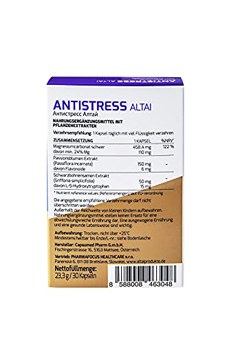 Antistress Altai - 30 Kapseln - pflanzliche Stresslinderung, guter Schlaf