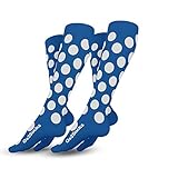 Go2Socks GO2 Compression Socks for Men Women Nurses Runners 20-30 mmHg (high) - Medical Stocking Maternity Travel - Best Performance Recovery Circulation Stamina - (2BluPolka,L)