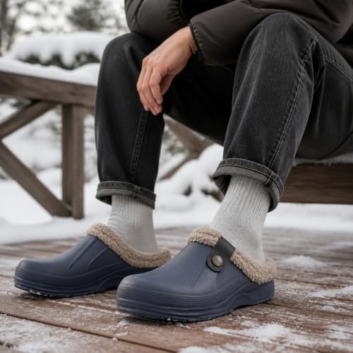 Image of Beslip Fur Lined Clogs for Women & Men Fuzzy Slippers with Memory Foam