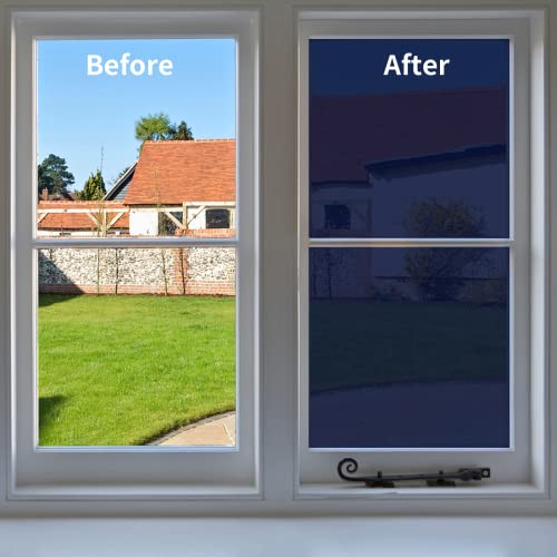 Niviy One Way Window Film Daytime Privacy Mirror Effect Reflective Window Tint for Home Self Adhesive UV Sun Blocking Heat Control Glass Door Films 35.4 x 78.7 inches Blue Silver