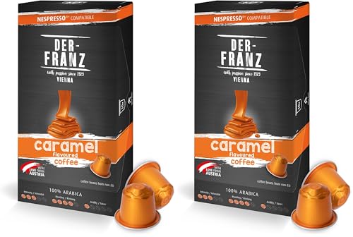 Cápsulas de café compatibles con Nespresso, 1 x 10 Cápsulas, aromatizado con aroma a Carameloo (Paquete de 2)