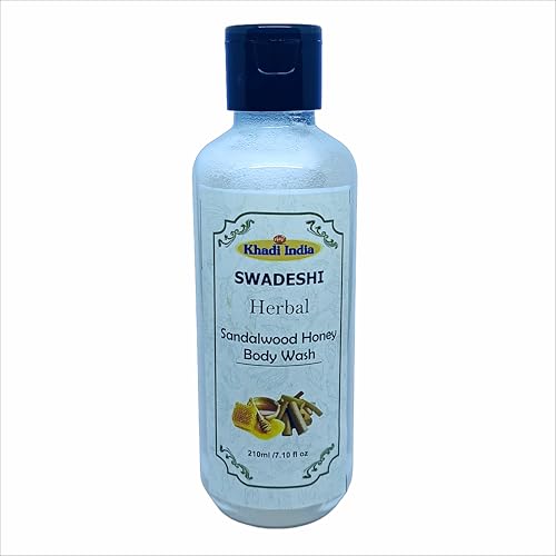 Image of Khadi 100% Natural Herbal Sandalwood & Honey Body Wash | With Natural Sandalwood, Honey & Glycerin | Moisturizing & Calming Shower Gel for All Skin Types | Sulfate & Paraben Free | 210ml