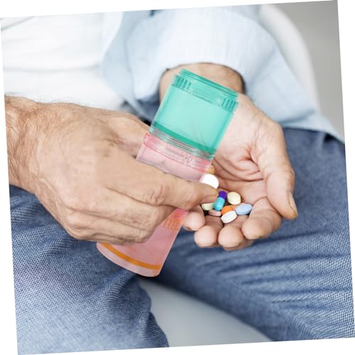 EXAOMBLE Pillendose Für Medikamente Abnehmbarer Organizer Mit Sieben Fächern Tragbare Tablettenbox Für Unterwegs Für Vitamine Und Fischöl Zufälliger Stil