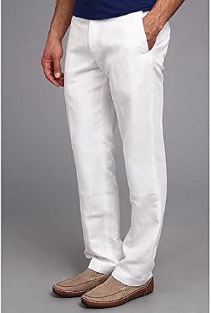 Perry Ellis Herren Leinen-Mix Anzughose - Elegante Flat-Front Hose Mit Bügelfalte