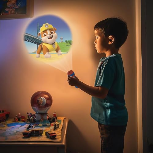 Lexibook - Paw Patrol -Geschichten Projektor, Helfer auf Vier Pfoten Taschenlampe und Projektor mit 3 Scheiben, 24 Bilder, erstellen Sie Ihre eigenen Geschichten, LTC050PALXB