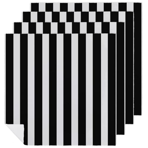Servilletas de Tela a Rayas Blanco y Negro 4 pcs miniatura 1