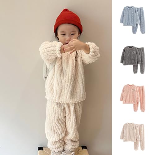 Boys and Girls Autumn and Winter Solid Color Soft Furry Fleece Thickened Home Clothing Warm Layettes for Newborns Girls2