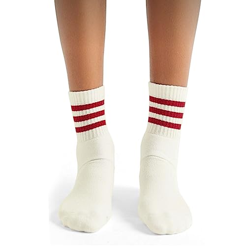 4 PAIRS Striped Crew Socks For Women Casual Cotton Novelty Retro Athltic Socks Unisex MultiColor