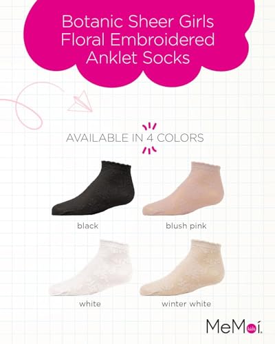 MeMoi Botanic Sheer Girls Floral Embroidered Anklet Socks2