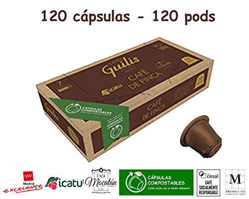CAFES GUILIS Cápsulas Compostables - Biodegradables Café De Finca Compatibles Espresso 120 unidades