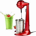 ARTECH Retro Milkshake Maker Red – 100W Electric Drink Mixer with 2 Speed Settings, 500ml Stainless Steel Cup, Milk Frother for Milkshakes, Protein Shakes, Frappes, Cocktails & Omelette Mix