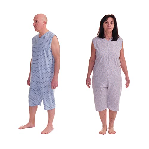 FERRUCCI COMFORT Pijama sanitario sin mangas de verano con pantalón corto – 9008/7 – Apto para personas mayores – Fabricado en Italia, Rosa, L