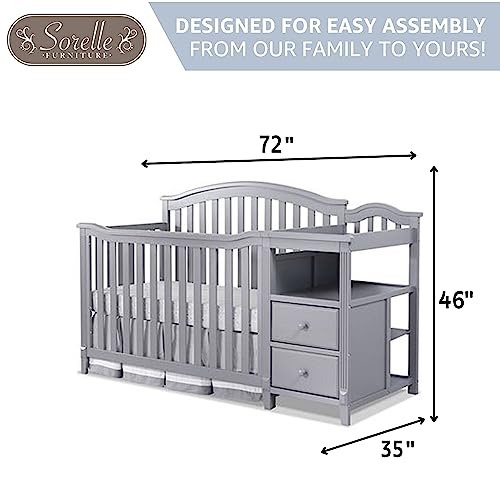 Image of Sorelle Furniture Berkley Crib and Changer with Slat Panel Back Classic -in- Convertible Diaper Changing Table Non-Toxic Finish Wooden Baby Bed Toddler Childs Daybed Full-Size Nursery - Gray