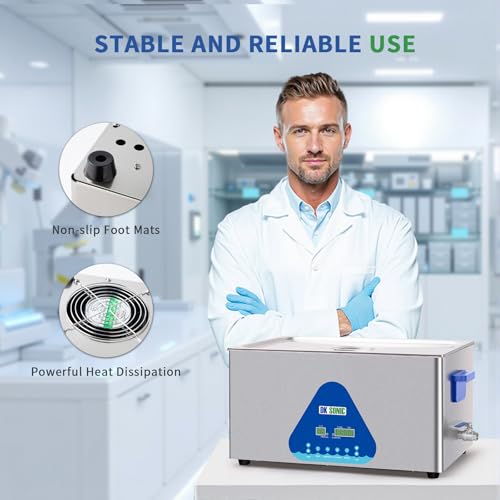Image of DK SONIC Ultrasonic Cleaner 22L,480W Industrial Ultrasonic Parts Cleaner with Heater&Timer, Digital Control&Basket, Multiple Functions for Motorcycle Engines,Carburetors, Chains