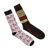 Hypnotic Hats Buffy the Vampire Slayer 2 Pack Adult Socks - Sunnydale High and Logo Design Crew Length Socks - Black/Grey (Size 6-12, Two Pairs)