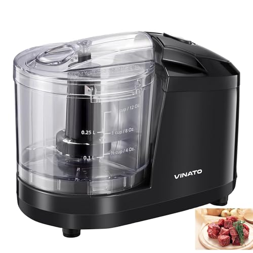 VINATO Triturador Eléctrico, Procesador de Alimentos Compacto, 250 ml Tazón para Triturar, Triturador de Verduras Multifuncional, Doble Cuchilla de Acero Inoxidable Desmontable