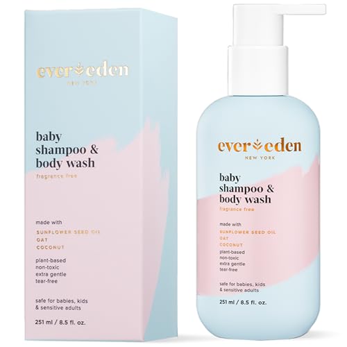Evereden Baby Shampoo and Body Wash 8.5 fl oz. | Clean and Natural Baby Care | Non-toxic and Fragrance Free | Plant-based and Organic Ingredients