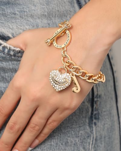 Juicy Couture Bracelet 7-7.5", Goldtone Heart Charm and Toggle Bracelets for Women, Juicy Jewelry2