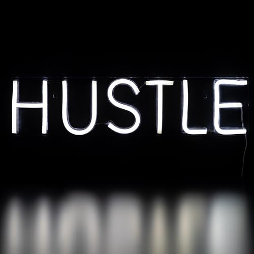Image of LED Hustle Neon Lighted Wall Sign - 20 inch - White